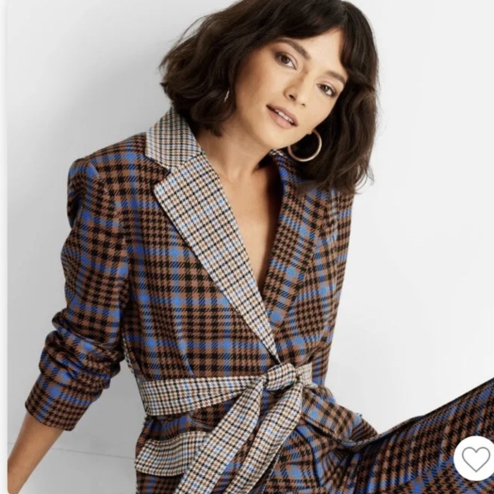 Future Collective Kahlana Barfield Brown Houndstooth Blazer M